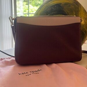 Kate Spade crossbody dusty rose and burgundy color